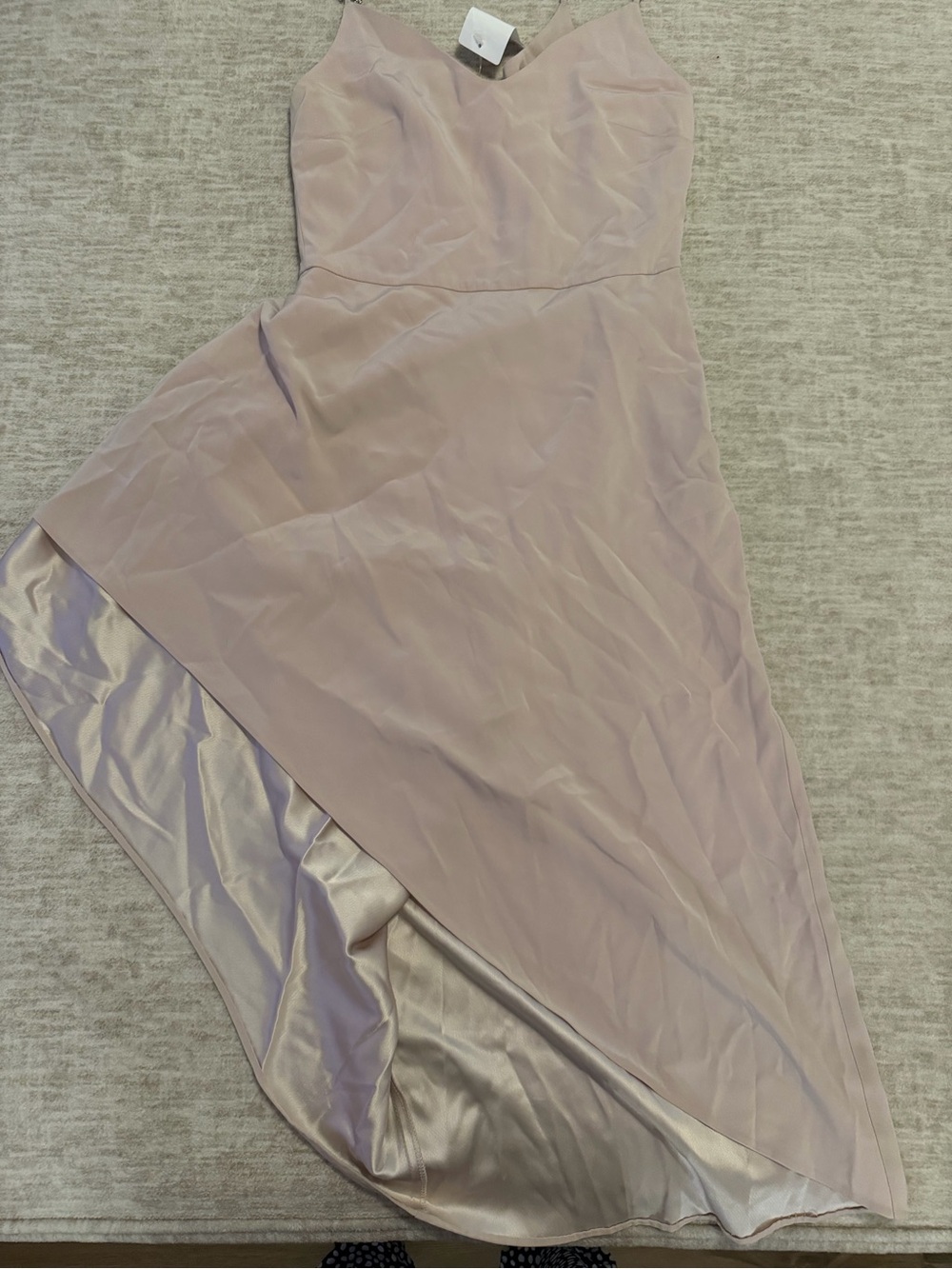 Alonova Designer Asymmetrical Lavender-Pink Slip Dress. * broken strap